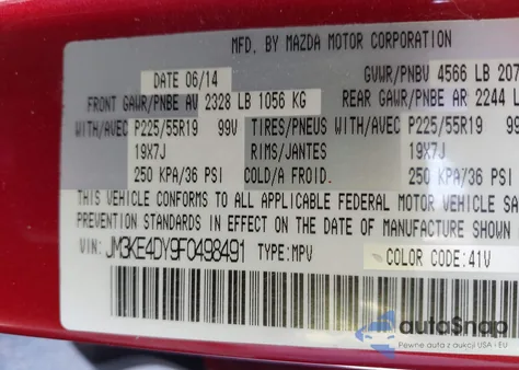 2015 Mazda Cx-5 Grand Touring from USA, damaged, VIN JM3KE4DY9F0498491